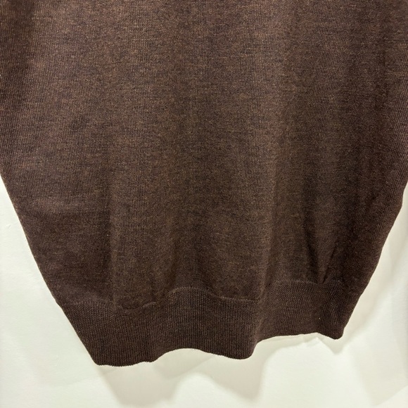 Pendleton Merino Wool Mens Sweater V-neck Plaid Argyle Brown Yellow Maroon - Picture 8 of 11